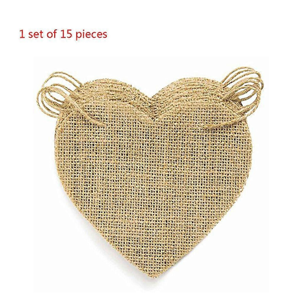 (As Show, 1) 1 Set Love Heart Rustic Linen Jute Hessian Burlap Lace Party Pennant Bunting Fla 3242242634620