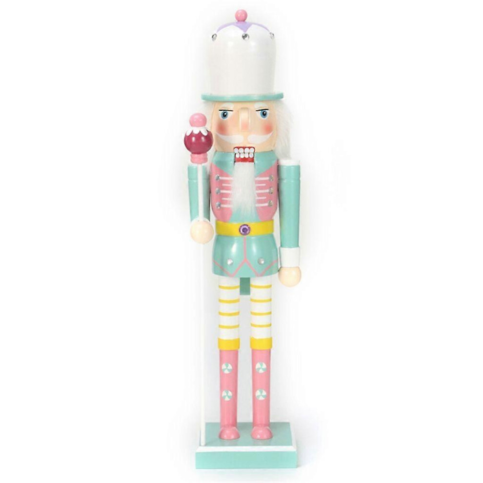 (As Show, Lake Blue) 25Cm Christmas Wood Candy Nutcrackers Soldier Party Kitchen Decor Present 5213747868184