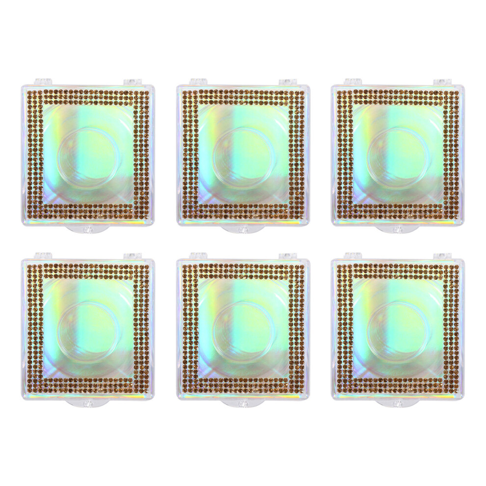 Vaguelly 6Pcs Glitter Eyelash Box Lash Tray Plastic Makeup Storage Case For Diy False Lashes Holder