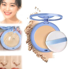 Matte Pressed Powder Waterproof Long Wear Oil Control Compact Dual Wet Dry Use 2 Pack Natural Tone