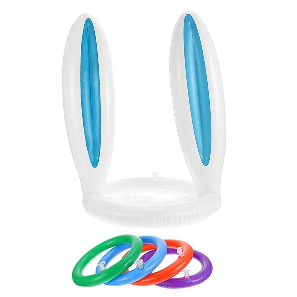 (As Show, Pink) Easter Inflatable Bunny Rabbit Ear Ring Toss Game Ornament 1 Set Pvc Material 3242242622863
