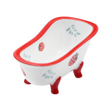 Ceramic Dessert Bowl with Lid, Red Porcelain Salad Bowl for Healthy Serving and Home Decor
