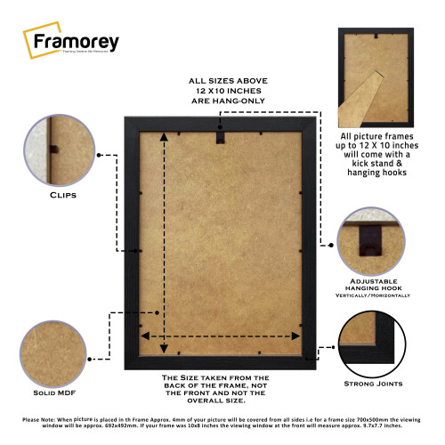 (A4 Pic (A3 Frame)) Ash Black Picture Frame Photo Frames With White Mount Wall Art Hanging Frame Home Decor Frame 2