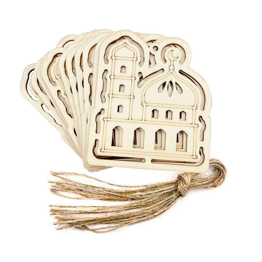 (As Show, A) Wood Eid Mubarak Pendants10pcs Unfinished Blank Wooden Ornament 5213747870798