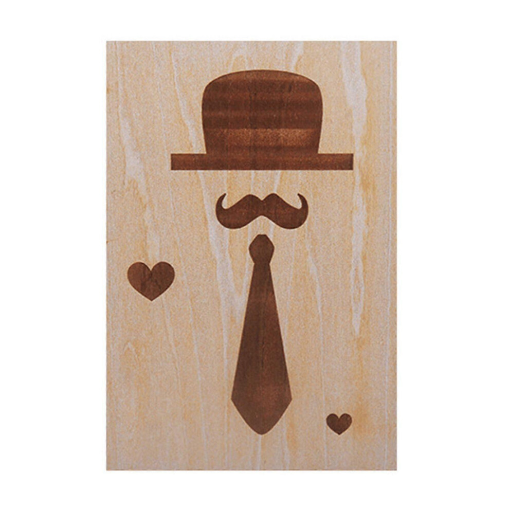 (As Show, Style 2) Wood Father's Day Card Best Dad Greeting Card Hat Beard Necktie Cards For Dad Fathers Festival Birthday Gifts Blessing Message Card 3364096708545