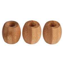 3Pcs Mini Bamboo Toothbrush Holder Single Stand in Chocolate Color