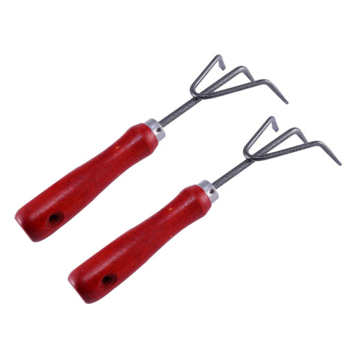 2Pcs Iron Hand Cultivator Garden Rake Red Practical Yard Tool