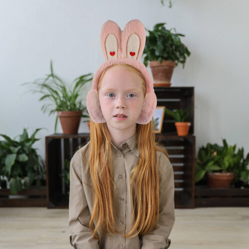1Pc Pink Plush Ear Protector for Children Foldable Warm Ear Covers 2