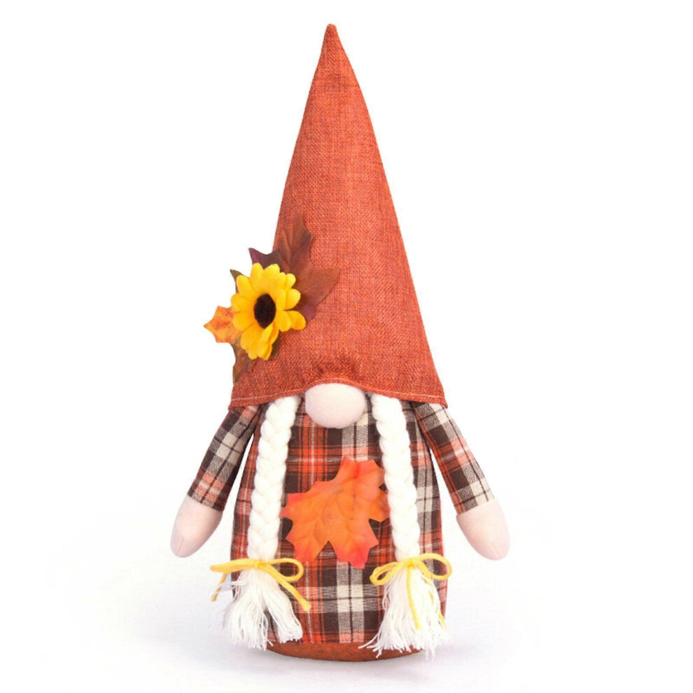(As Show, Female) Thanksgiving Sunflower Maple Leaf Gnome Fall Elf Dwarf For Doll Tiered Tray Orna 5213747815850