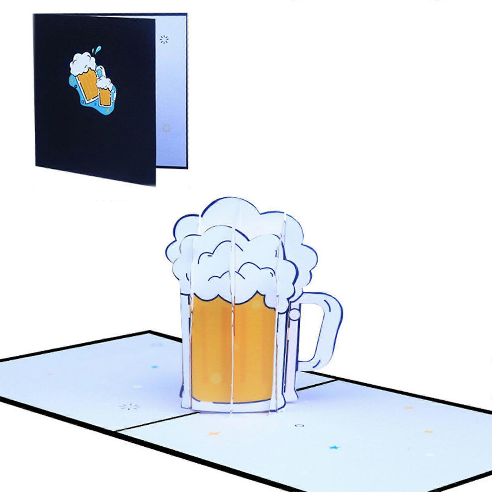 (As Show, Black) 3D For Pop Up Father's Day Card Beer Mug Blessing Message Greeting Cards 3364096779729