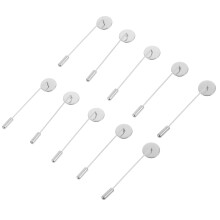 10Pcs Durable Alloy Round Tray Breastpin Sticks Silver Brooch Supplies
