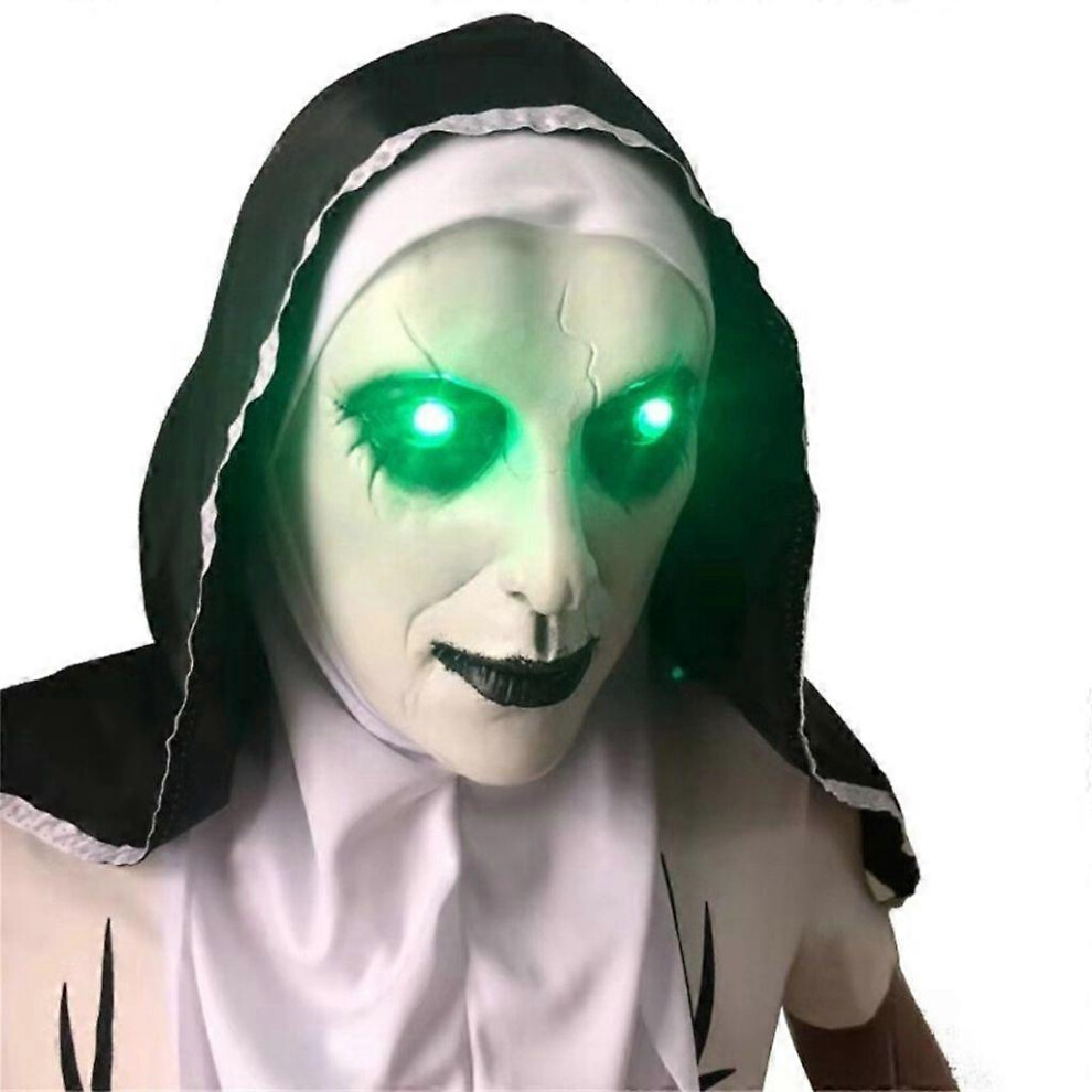(As Show, 1) Halloween Mask Scary Nun Mask With Glowing Eye Halloween Headwear 5213747812576