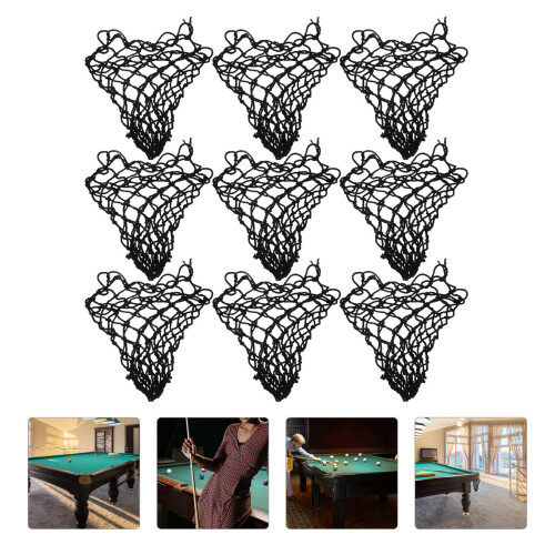 12Pcs Cotton Thread Pool Table Pocket Replacements Black Billiard Net 1