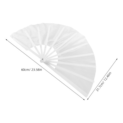 White Portable Tai Chi Folding Fan Durable Dance Performance Fan 1
