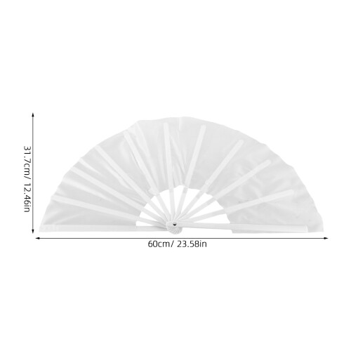 White Portable Tai Chi Folding Fan Durable Dance Performance Fan 2