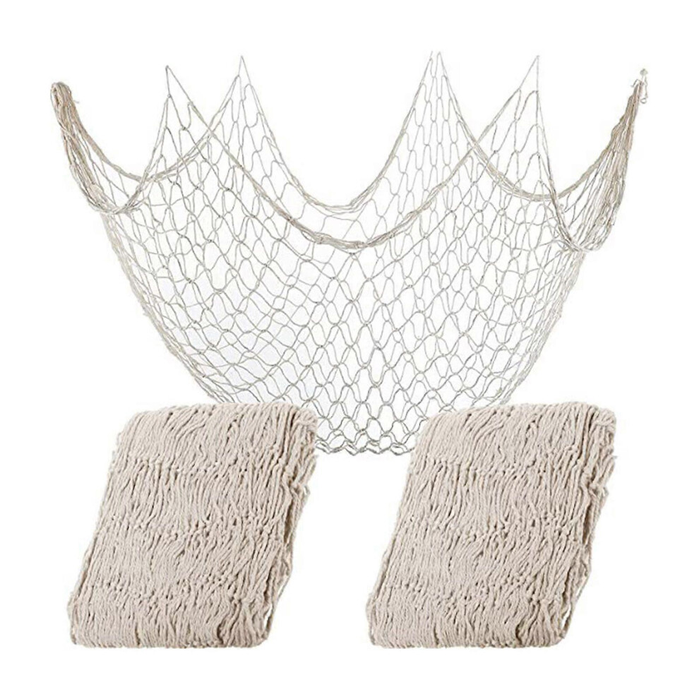 (As Show, Creamy White) Netting Decoration Fish Net Party Decor Cotton Netting Fishnet For Nautical 5213747822759