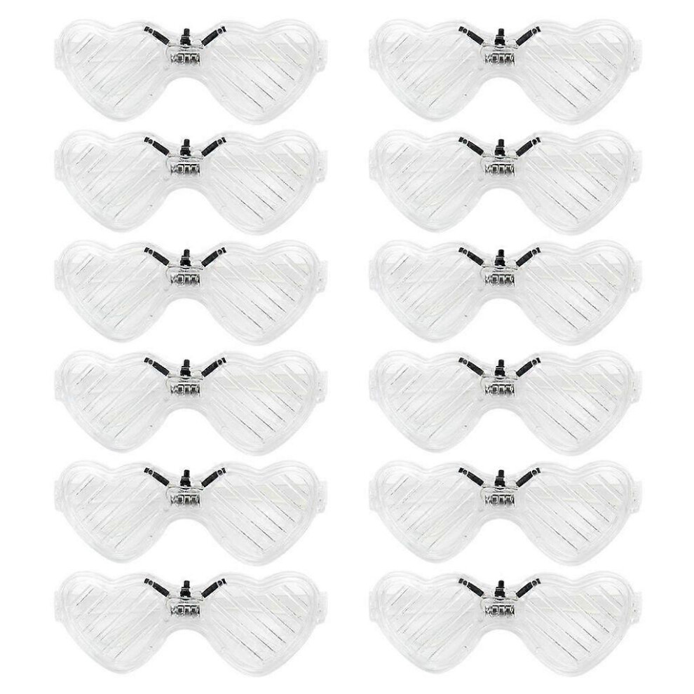 (As Show, One Size) 12Pcs Led Heart Glowing Glasses 3 Modes Illuminated Glasses Party Accessory 3242242653379