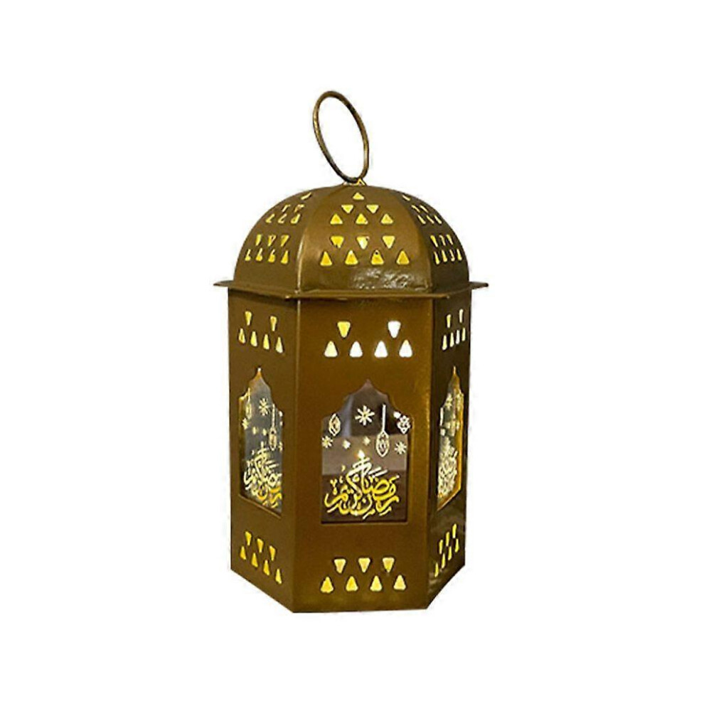 (As Show, Style 2) Wrought Iron Eid Ramadan Wind Lantern Warm Lights Lamp For Creative Ornament For Home Islam Muslim Event Party Supplies 5213747876615