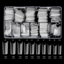 Clear Coffin Fake Nails 500pcs Natural Acrylic Tips Full/Half Cover for Nail Art and Extensions