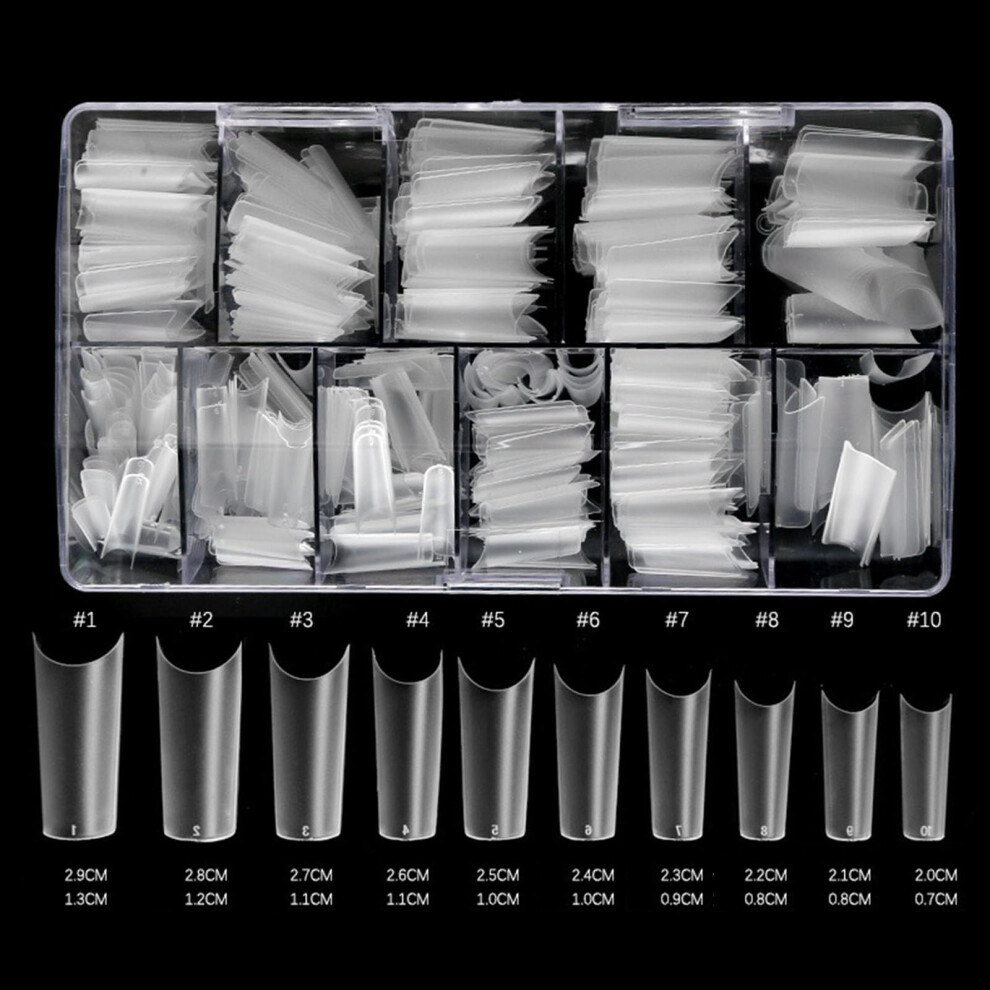 Clear Coffin Fake Nails 500pcs Natural Acrylic Tips Full/Half Cover for Nail Art and Extensions