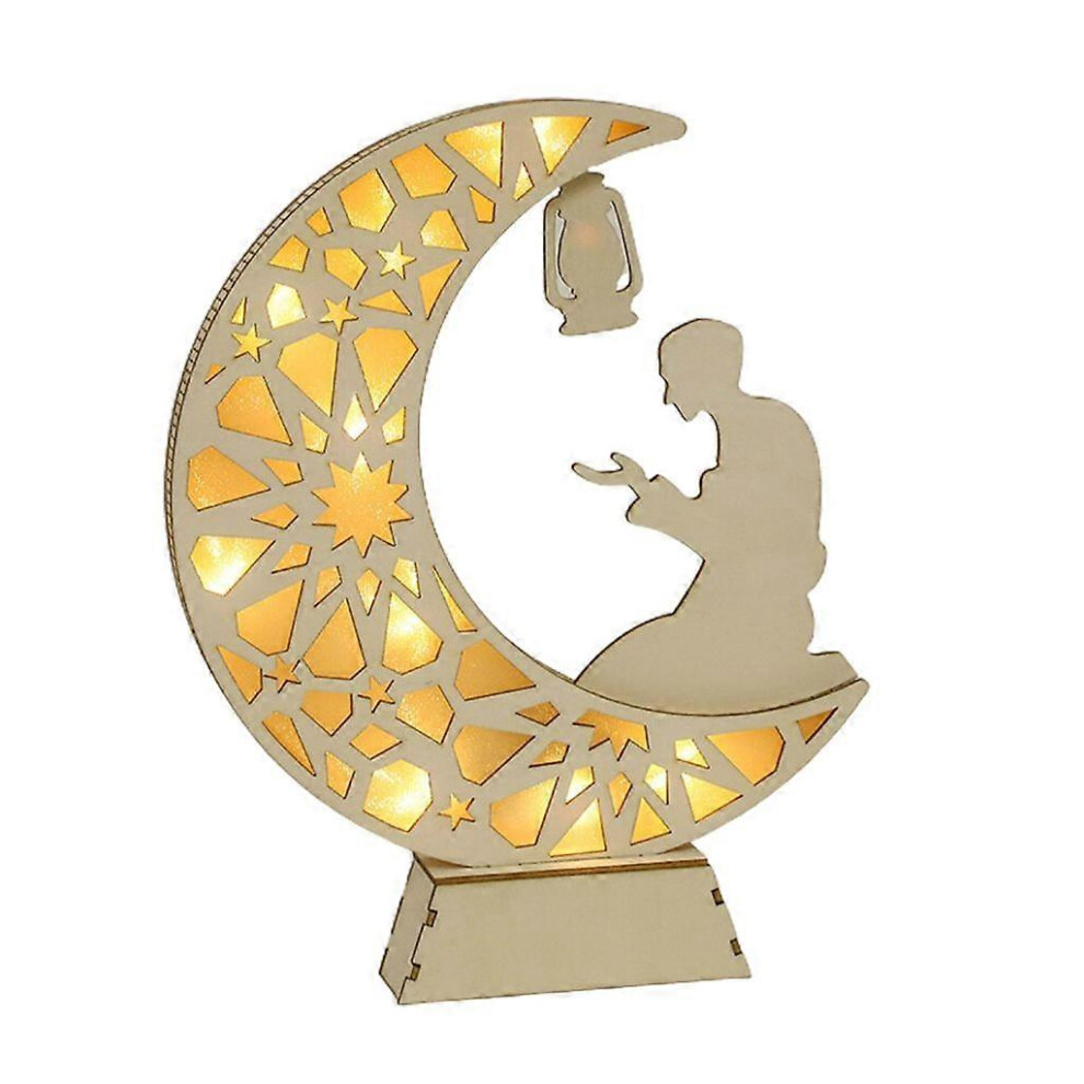(As Show, Kz23003) Wood Eid Mubarak Led Light Decorative Night Lamp Ornaments Party Supplies 5213747822490