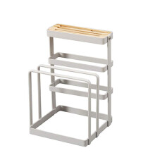 Knife Block Holder with Cutting Board Slot, Universal Kitchen Knife Organizer and Utensil Drying Rack