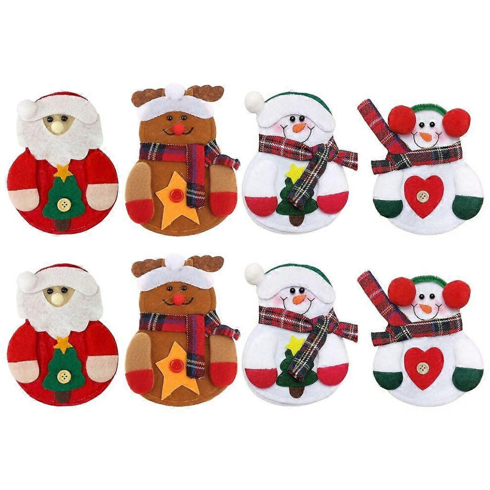 (As Show, One Size) 8Pcs Snowman Knives Fork Bag New Year Party Decor Christmas Tableware Holders 5213747889912