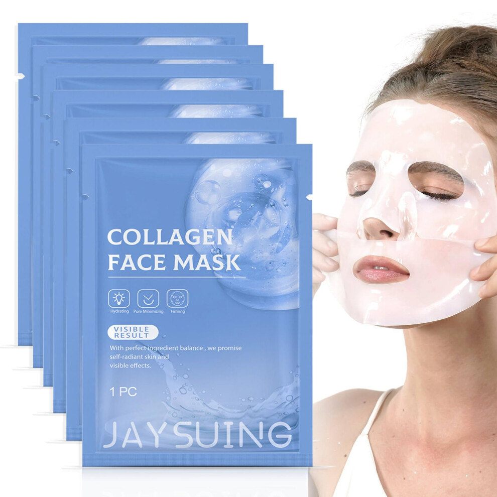 Collagen Face Mask 6 Pack, Korean Hydrogel Overnight Mask for Deep Hydration, Anti Wrinkle Firming Care