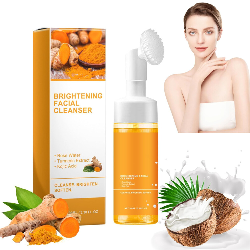 Light Turmeric Face Wash Deep Pore Cleansing Foaming Facial Cleanser For Glowing Skin 3.38 Oz