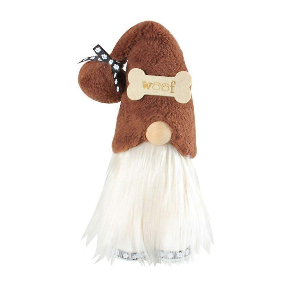 (As Show, White Hat) Dog Bone Gnome Doll Art Crafts Household Tabletop Party Background 3242242634774