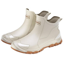Men's Waterproof SlipOn Rain Boots Beige 8 with Cushioned Comfort and AntiSlip Grip