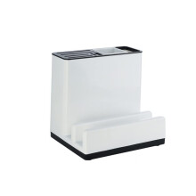 Multifunctional Kitchen Knife Holder with Cutting Board Storage, Countertop Knife Storage Rack