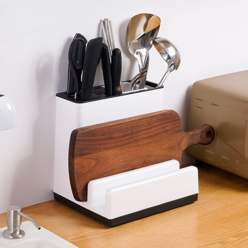 Multifunctional Kitchen Knife Holder with Cutting Board Storage, Countertop Knife Storage Rack 2