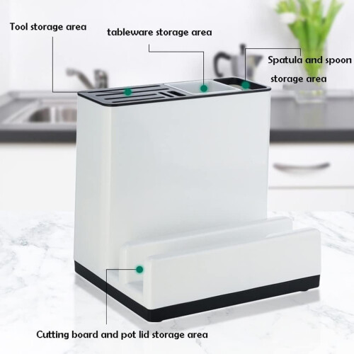 Multifunctional Kitchen Knife Holder with Cutting Board Storage, Countertop Knife Storage Rack 1