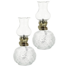 2pcs Vintage Kerosene Oil Lamp with Glass Chimney for Home Decoration and Emergency Lighting