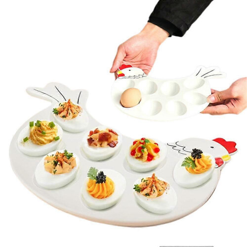 Deviled Egg Platter Tray Rooster Shape Easter Egg Tray Large Capacity 2