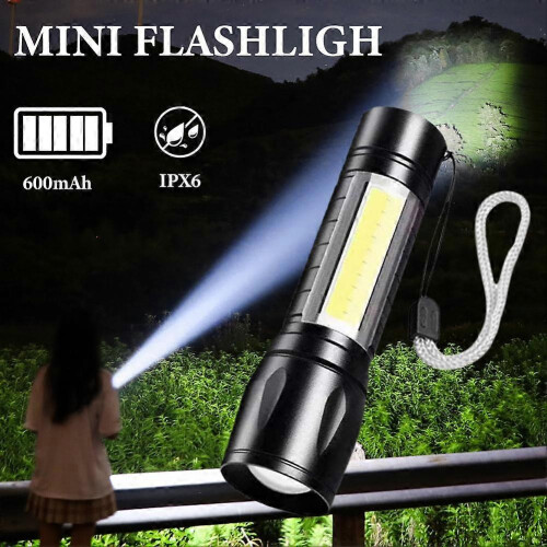 USB Rechargeable Torch Mini Pocket Flash Light COB LED 2
