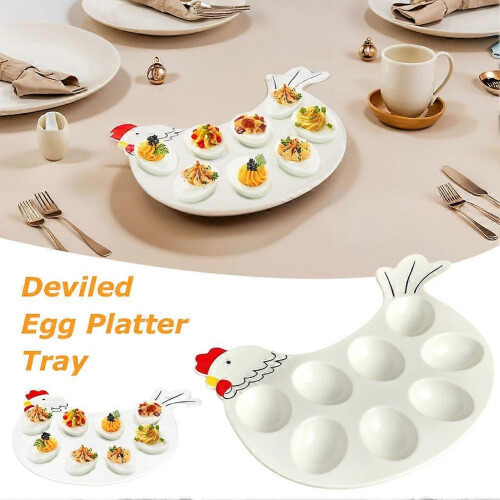 Deviled Egg Platter Tray Rooster Shape Easter Egg Tray Large Capacity 1