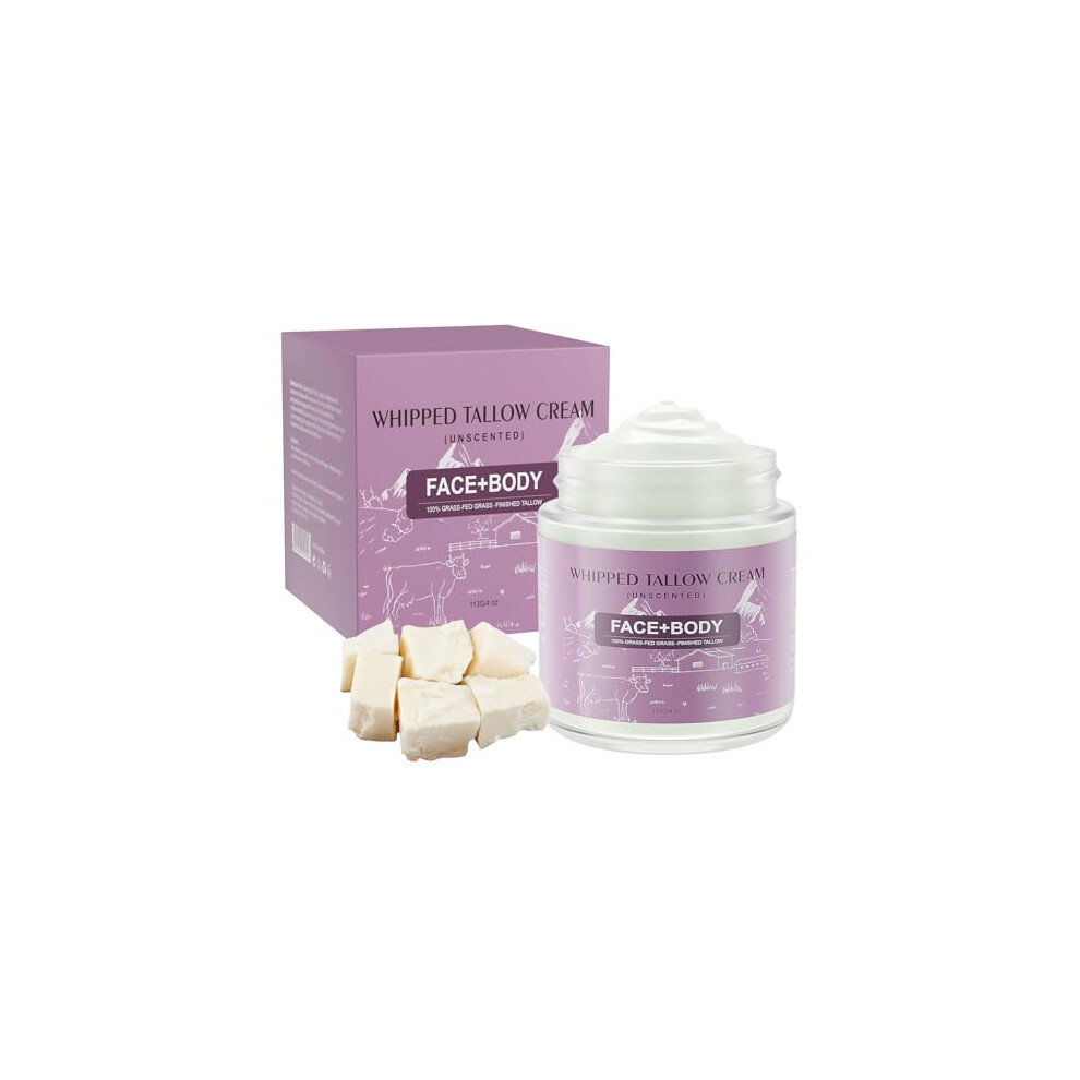 Beef Tallow Skin Cream Grass Fed Moisturizer Deep Hydration for Sensitive Dry Skin  4oz Vanilla Lavender