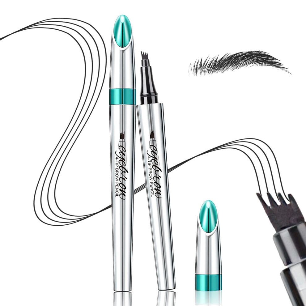 Black Waterproof Microblading Eyebrow Pen 4 Tip Smudgeproof Pencil For Long Lasting Natural Brow Definition