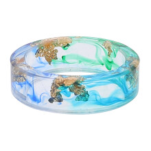 1Stk Kreativer Resin-Fingerring Mit Goldfolie, Modisches