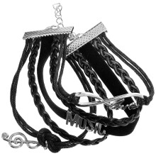 Männer Lederarmband Punk Schmuck Schwarz Geflochtenes Metall