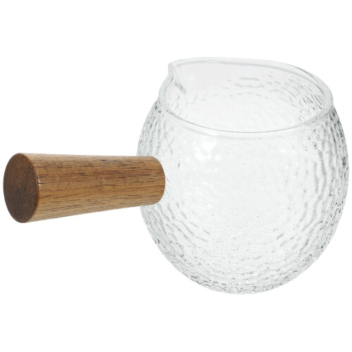 Glas Milchgießer Mit Holzgriff, Stilvoller Kaffee- Und Teebecher