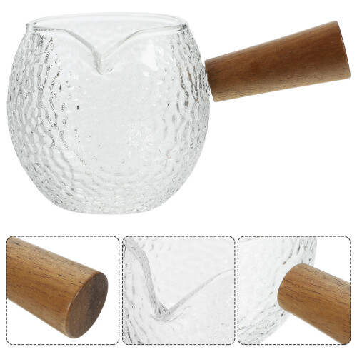 Glas Milchgießer Mit Holzgriff, Stilvoller Kaffee- Und Teebecher 2