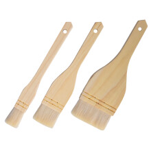 3Stk Backpinsel Aus Holz Und Wolle, Vielseitig Für Grill & Küche Beige