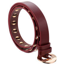 1Stk Modischer PU Taillengürtel Braun Leder Holed Gürtel Für Frauen