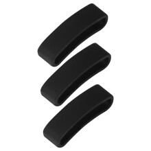 3Stk Schwarze Watch Strap Loop Silikon Elastische Uhrarmband Ringe