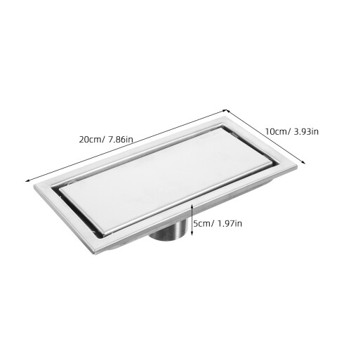 Edelstahl Linear-Duschablauf Rechteckig Mit Haarfilter Silber 1