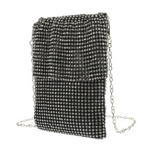 Schwarze Damen Wasserstein Handtasche Satin Vielseitige Clutch