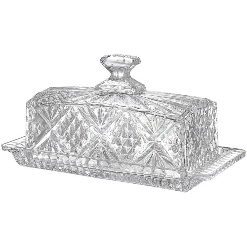 1pc Rectangular Glass Butter Plate with Lid Tableware Storage Box Food Container